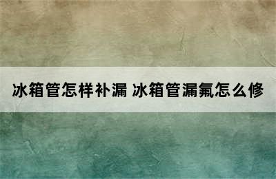 冰箱管怎样补漏 冰箱管漏氟怎么修